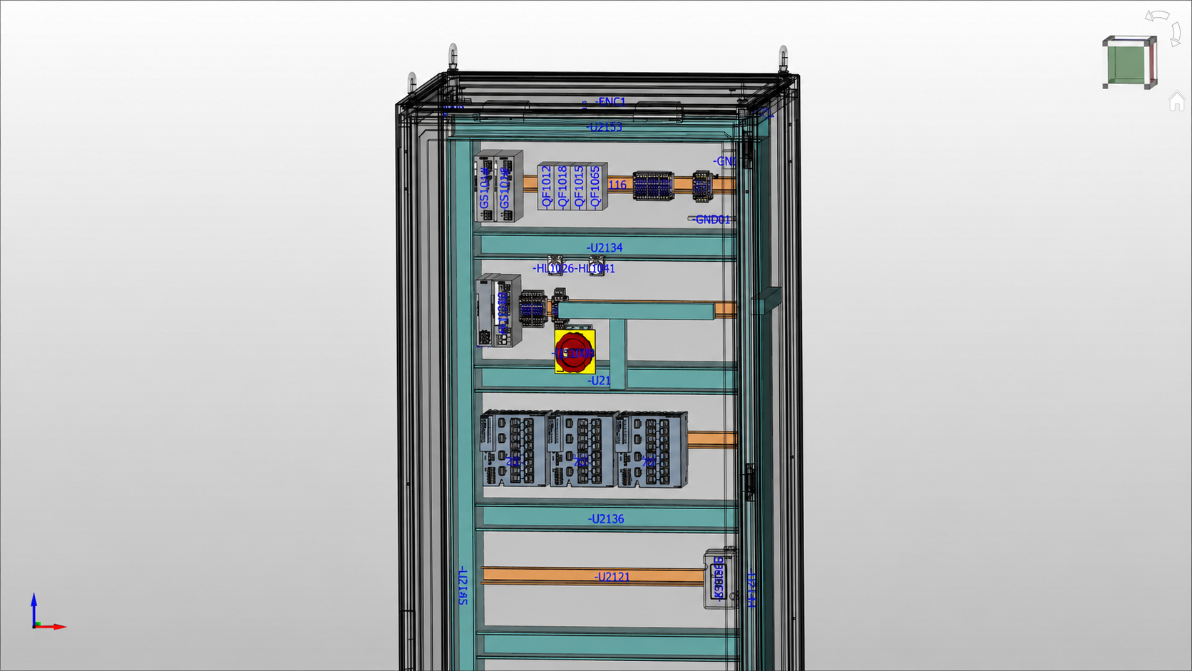Electrical cabinet with various components