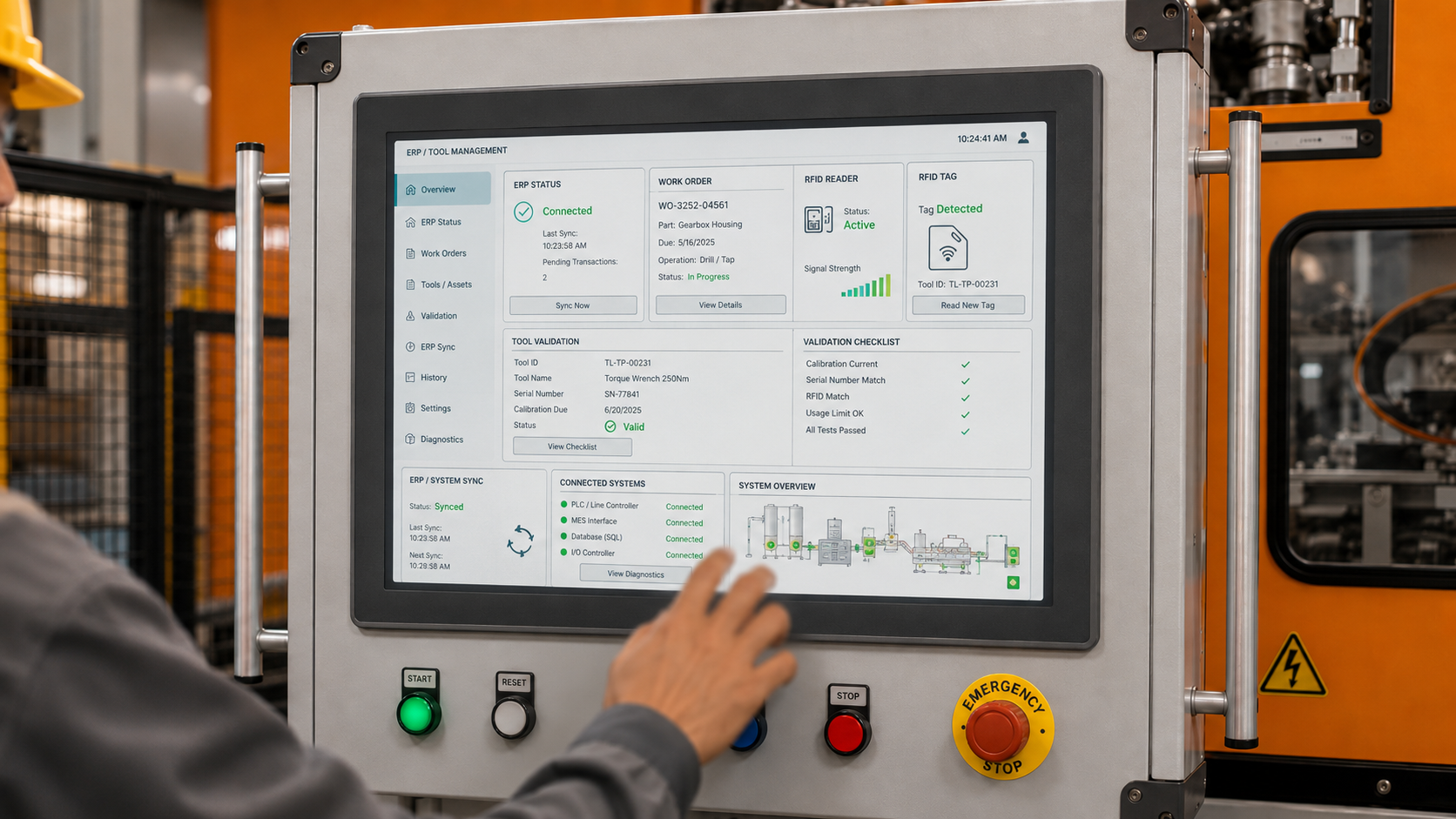 Industrial control panel with touchscreen display