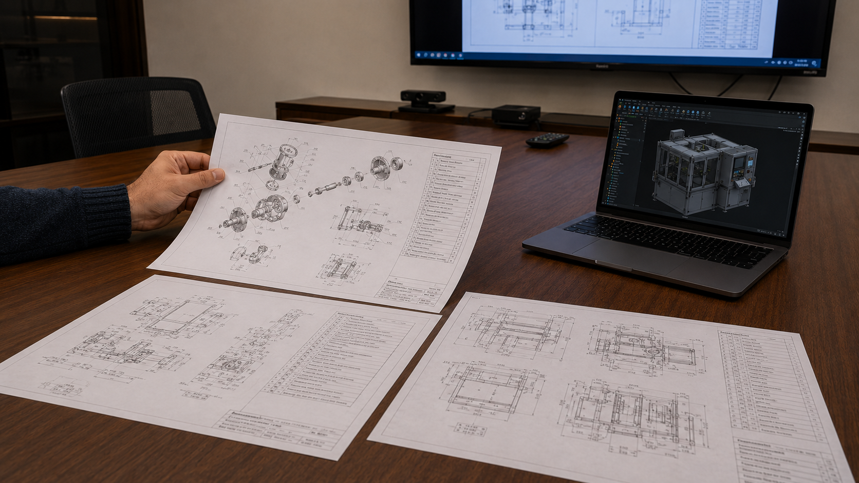 Technical drawings and laptop design review