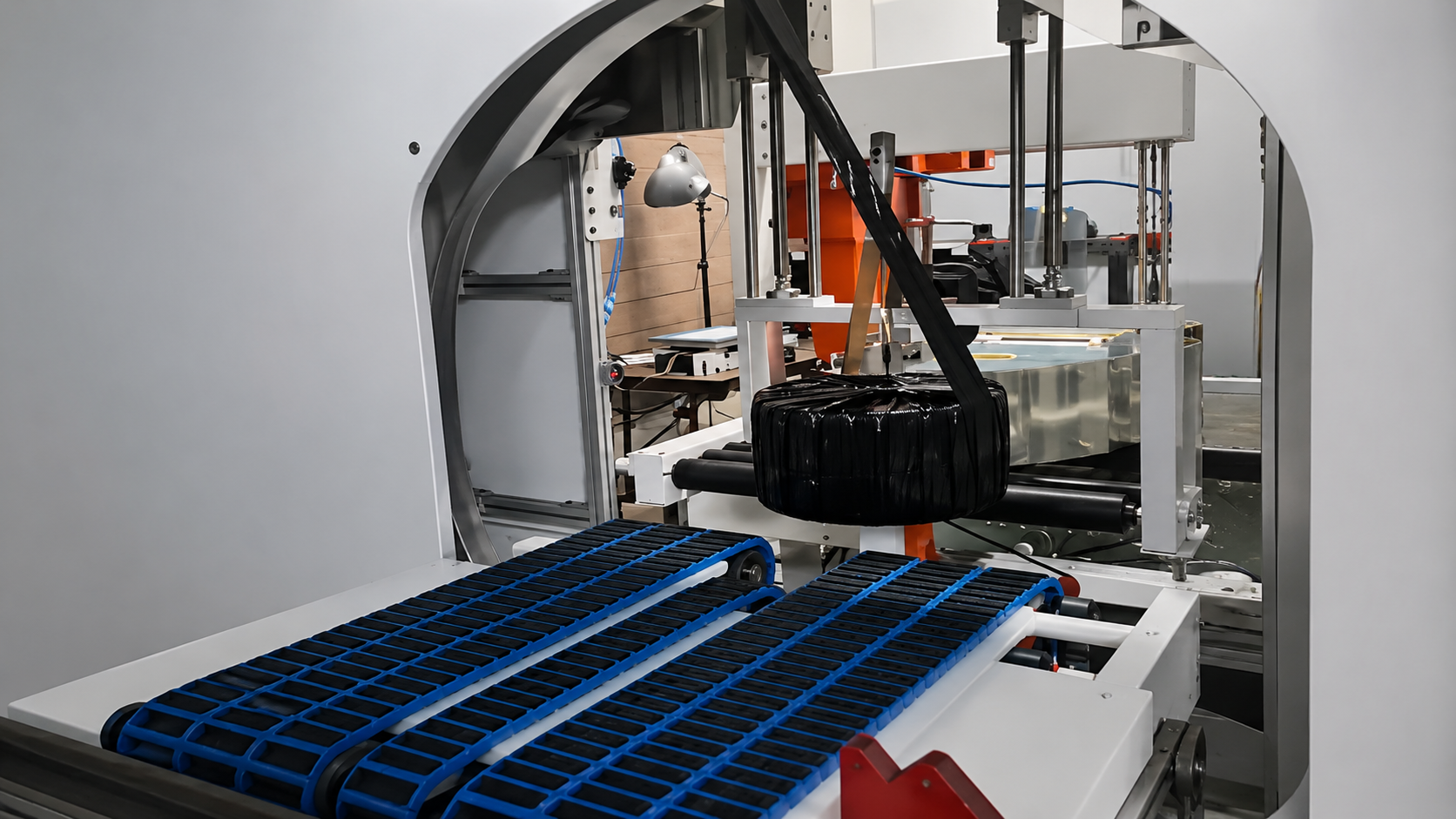 Worker operating machinery in factory